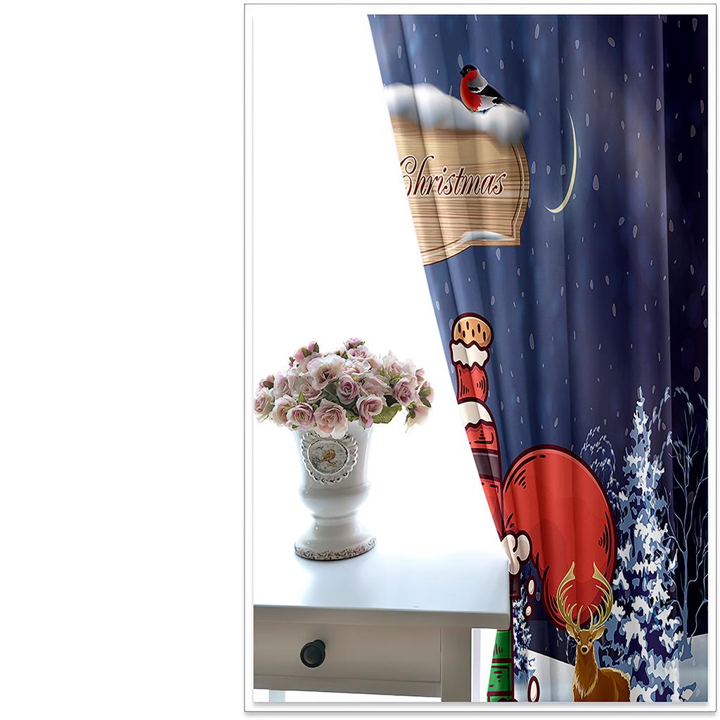 Weihnachtsdekoration Vorhang 3D Cartoon Weihnachtsmann Weihnachtsbaum Polyester Tuch Vorhang Schneemann Muster Festliche Atmosphäre