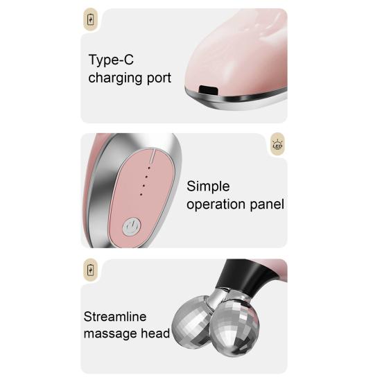 Microcurrent Facial Roller V-Shape Massager for Anti-Aging & Lymphatic Drainage Rechargeable Skin Tightening Device