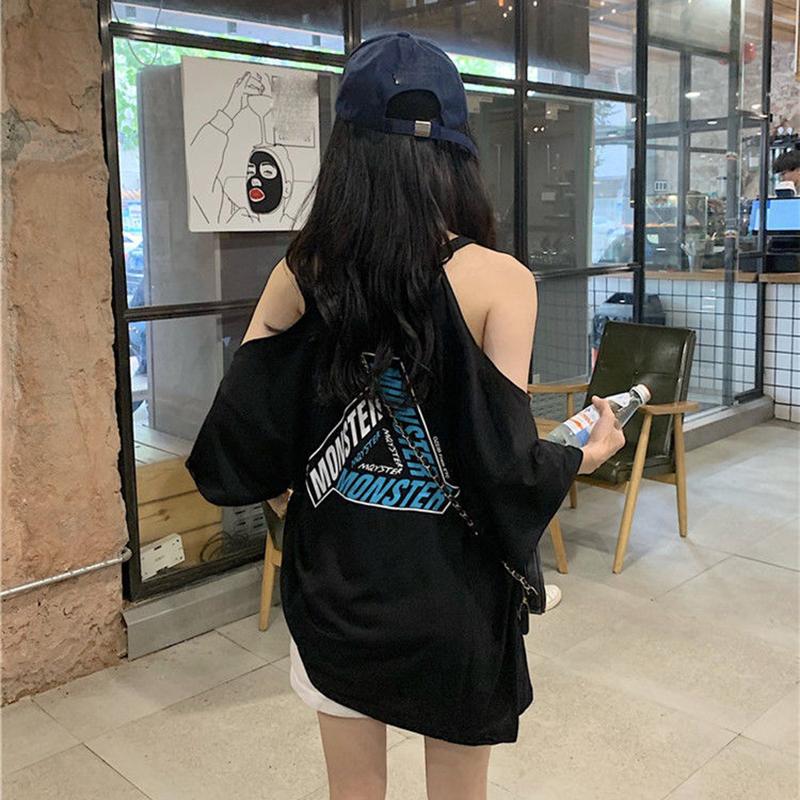 Свободная футболка с открытыми плечами и половиной рукава — фото 5