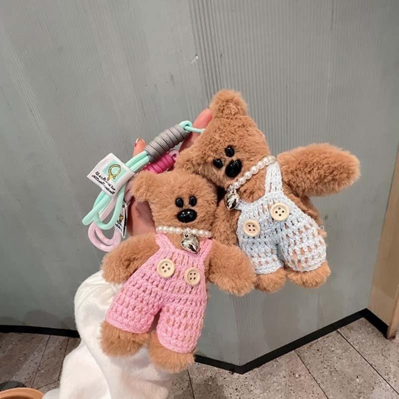 Plushy Bear Keychain Cartoon Animal Pendant Keyring Fashionable Squeaky Key Rings Jewelry for Backpacks and Phones