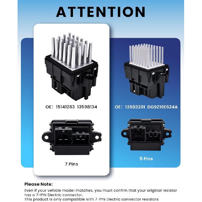 Blower Motor Resistor Compatible With Select 2007-2013 Chevy Silverado Suburban Tahoe Camaro Equinox/GMC Sierra