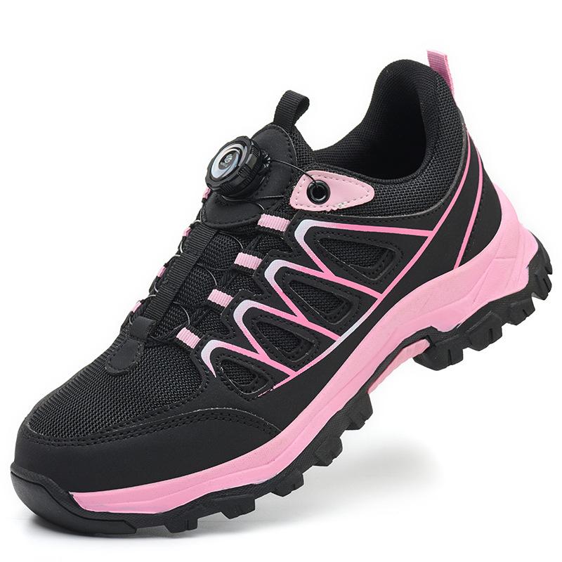 נעלי בטיחות לנשים נעלי עבודה לבנייה נעלי ספורט עם כיפת פלדה לנשים רשת נושמת מונעת החלקה נעלי בטיחות מגנות לנשים