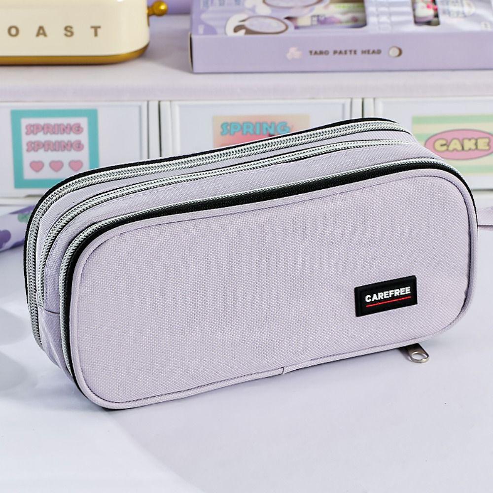 Large Capacity Pencil Case Zipper Design Stationery Organizer High Aesthetic Pen Bag School Office