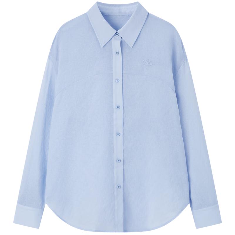 PEACEBIRD Women s Embroidered Loose Fit Long Sleeve Shirt S