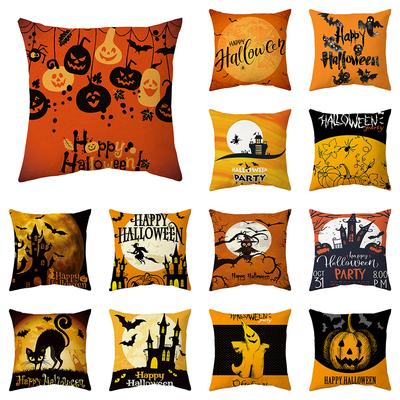 Halloween-Kürbis-Druckmuster-Kissenbezug für Zuhause, Wohnzimmer, Sofa, Stuhl, Dekoration, quadratischer Polyester-Kissenbezug
