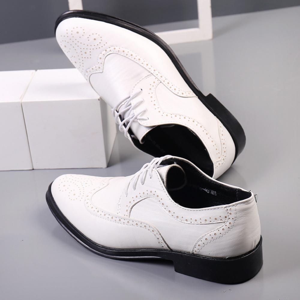 Mens Leather Shoes Brogue Business Formal British Style Big Size Perforated Oxford Shoes
