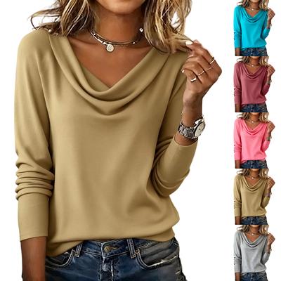 Women's Fashionable Casual Long-sleeved Solid Color Turtleneck Top