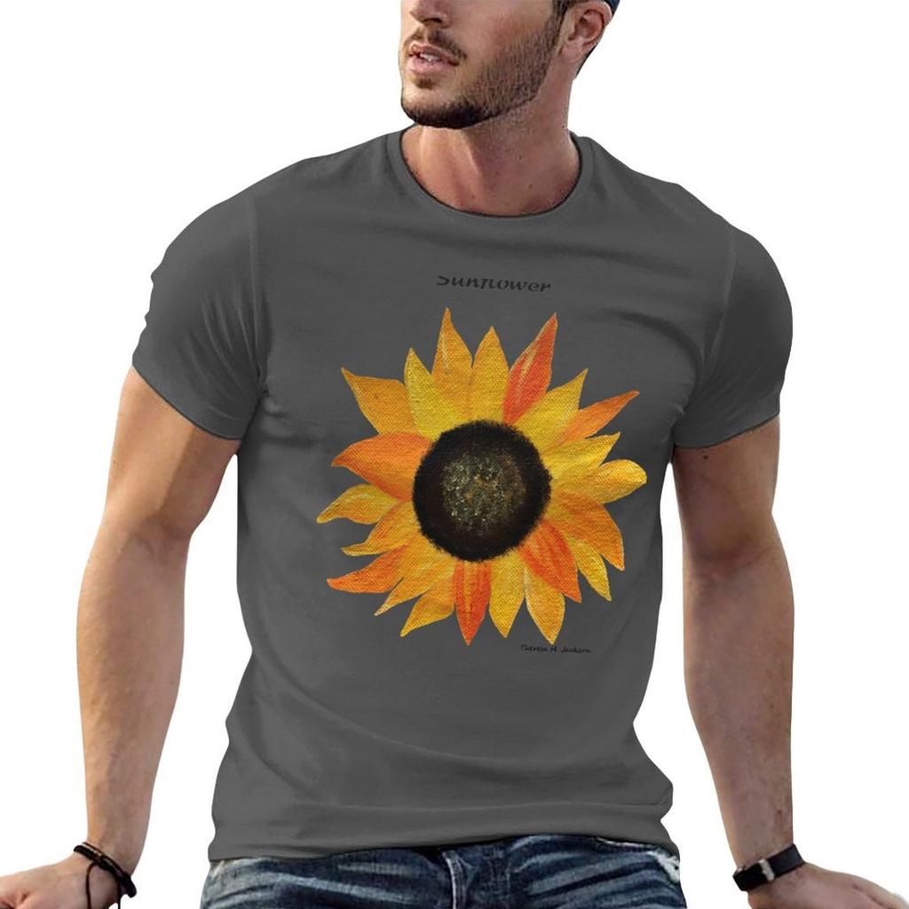 Hübsches Sonnenblumen-T-Shirt Lässige Mode Kurzarm Baumwoll-T-Shirt