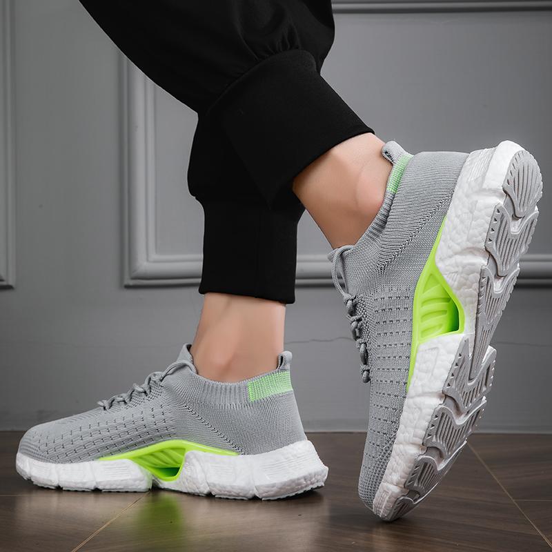 Breathable Knitted Sneakers 2025 Men's Casual Fashion Sports Shoes Running Socks Outdoor Walking Training Tennis Shoes Couple