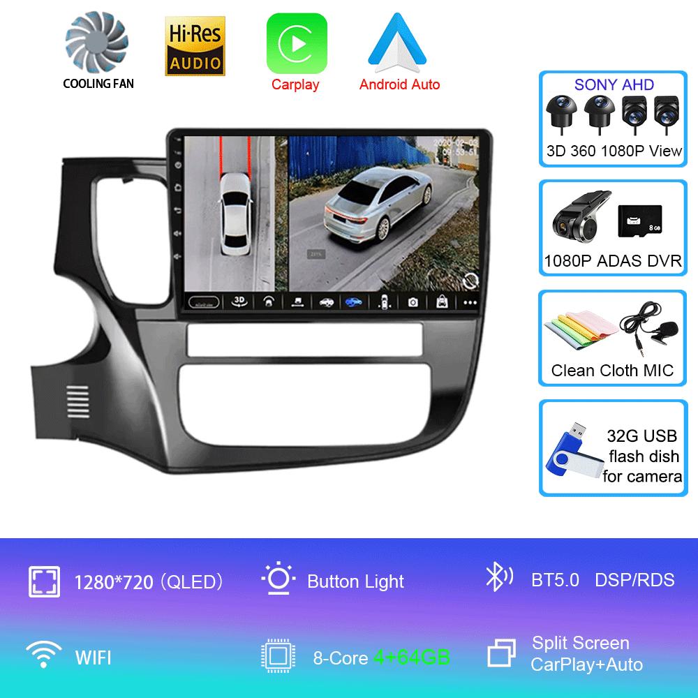 Android14 Carplay Auto Car Radio For Mitsubishi Outlander 3 GF0W GG0W 2012-2018 Multimedia GPS Video Player Stereo 2din Head