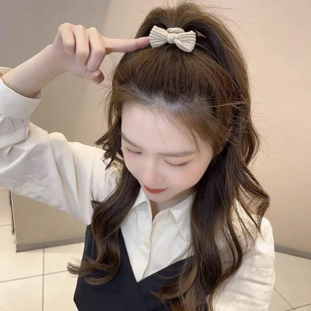 1pcs 5Colors Bow Hair Ring Flocking Tie Ponytail Hair Circle colourful hair band  Girl Accessories