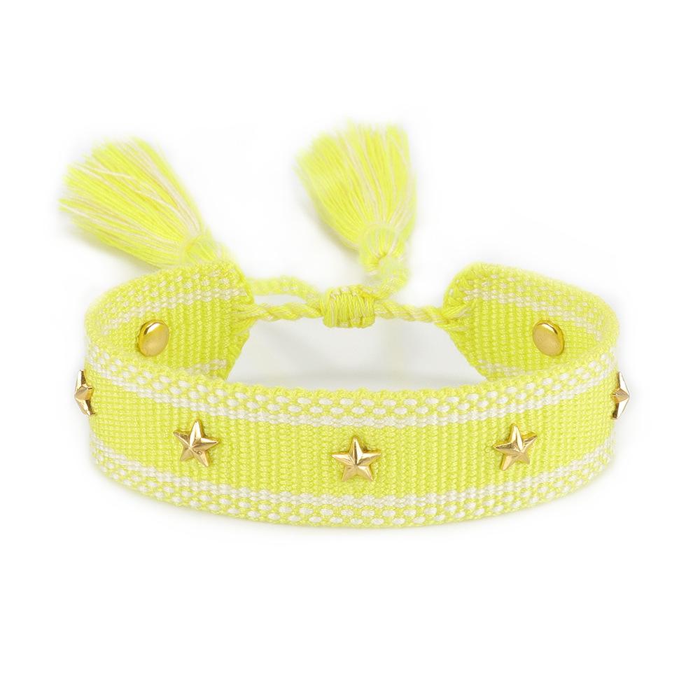 2025 Metal Star Pendant Woven Bracelet with Letter Embroidery