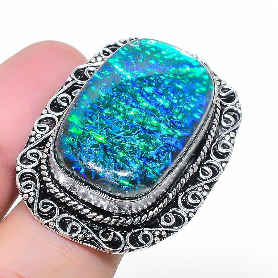 Natural Blue Triplet Opal 925 Sterling Silver Jewelry Ring Size 7.5 AR-17041
