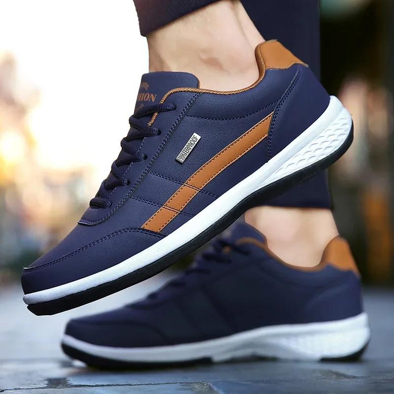 Fashion Leather Men Shoes Sneakers Trend Casual Shoe Italian Breathable Leisure Male Sneakers Non-slip Footwear Men Vulcanized Shoes