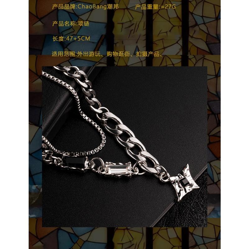 Personalized Pentagram Cuban Titanium Steel Necklace Mens Hip Hop Fashion Jewelry