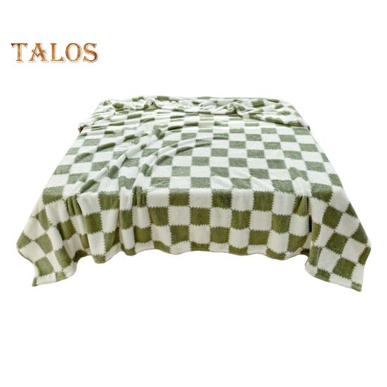 

Плюшева ковдра з шаховим візерунком, дихаюча пухнаста ковдра, картата ковдра для ліжка на всі сезони, для дому та офісу, для подорожей 70cm зелений