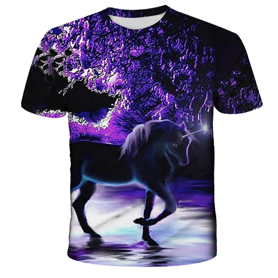 4-13y Girls Boys Dabbing Unicorn T-shirt Summer Kids Colorful Animal Horse 3d Print Clothes T Shirt Kids Baby Cool