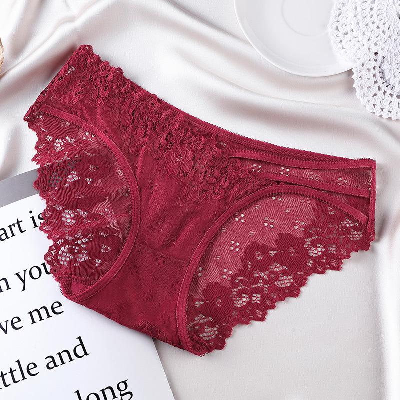 Hollow Out Beautiful Buttocks Sexy Lace Underwear Women Perspective Multi Strap Ice Silk Seamless Antibacterial Breathable Women Triangle Pants