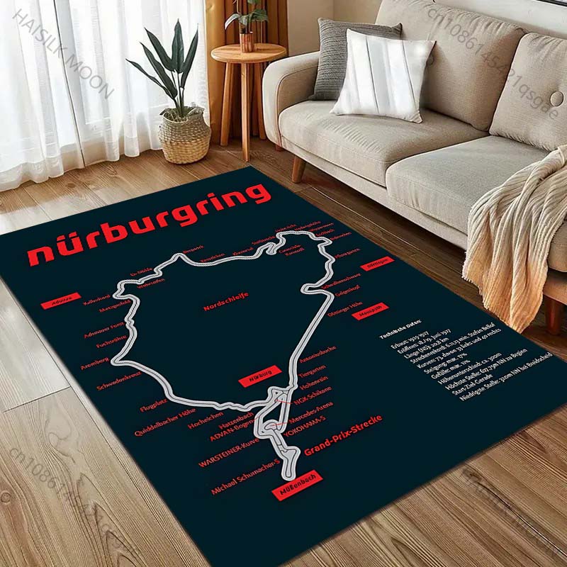 1 buc. Covor Pista Internațională F1 Nurburgring pentru Sufragerie Decor Acasă Covor Antiderapant pentru Dormitor Suprafață Mare Covoare Lavabile