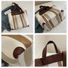 Striped Shoulder Bag Ladies Canvas Tote Bag Zipper Closure Handbag Shoulder Tote for Daily Use Commuting Dating Parties