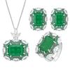 Jewelry Set Necklace Ring Earring Emerald Palace Style Retro High-end Fashionable Women's Batch