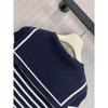 D new naval style bow striped dress women's short-sleeved knitted skirt fashionable versatile age-reducing dress