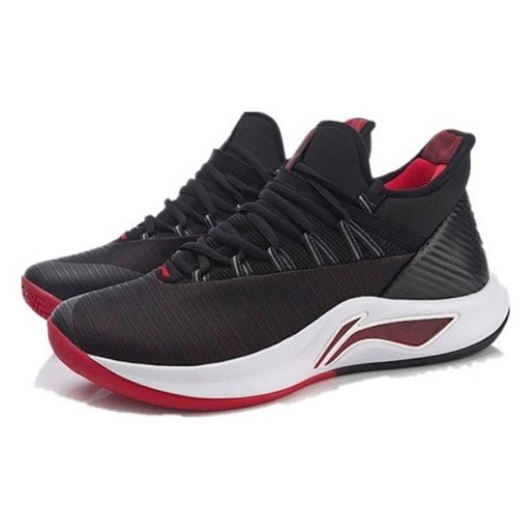 Li Ning Speed 5 Slip Resistant Lightweight Abrasion Resistant Low Top Basketball Shoes Men's Black Red ABAN051-6