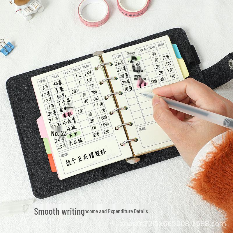 A7 Felt Pocket Book: Portable, Stylish Notebook for Girls – Grid, Blank, and Lined for Financial Management Diary.