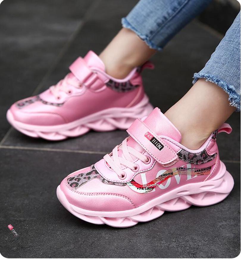 Autumn Pink Kids Sneakers Lightweight Girls Running Sport Shoes Boys Fashion Casual Walking Shoes Children Pu Leather Tenis Snea