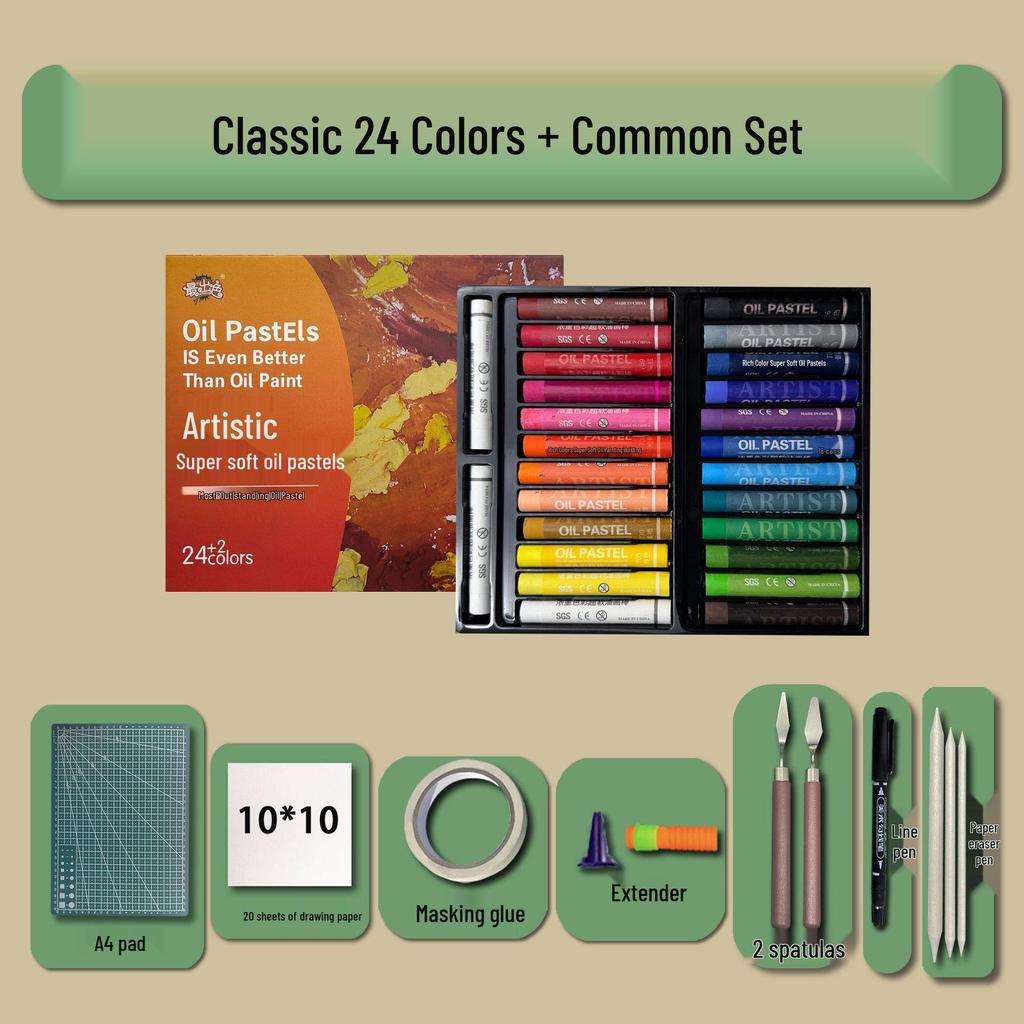 48-Color Super Soft Oil Pastels Set with Scraper - Child's Painting Kit
