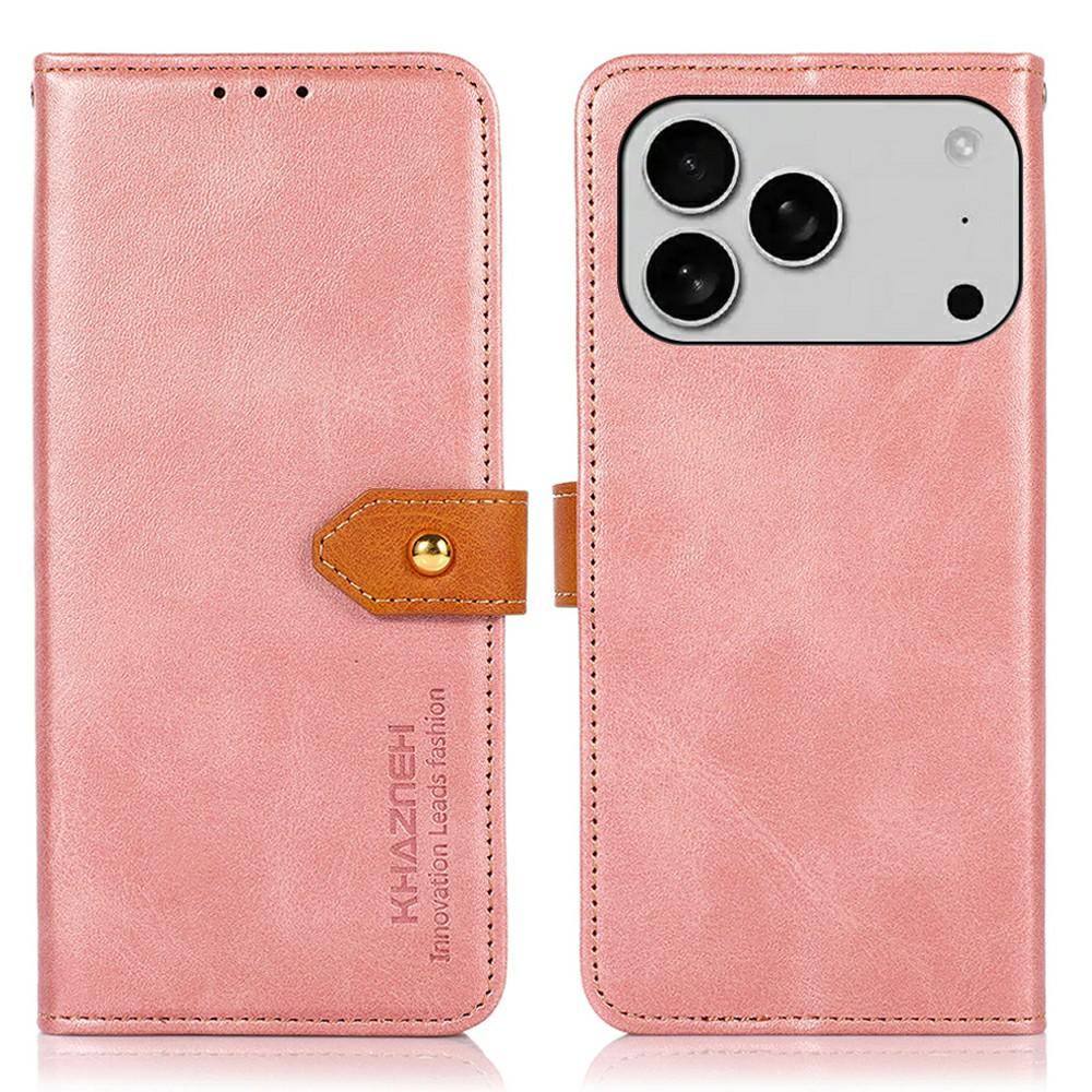 

KHAZNEH For iPhone 17 Pro Max Wallet Phone Case Stand Leather Flip Cover Rose Gold