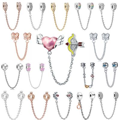 New Cute Butterfly Heart Arrow Safety Chain Pendant Fit Original Charms Bracelet Fashion Women DIY Jewelry Making Gifts