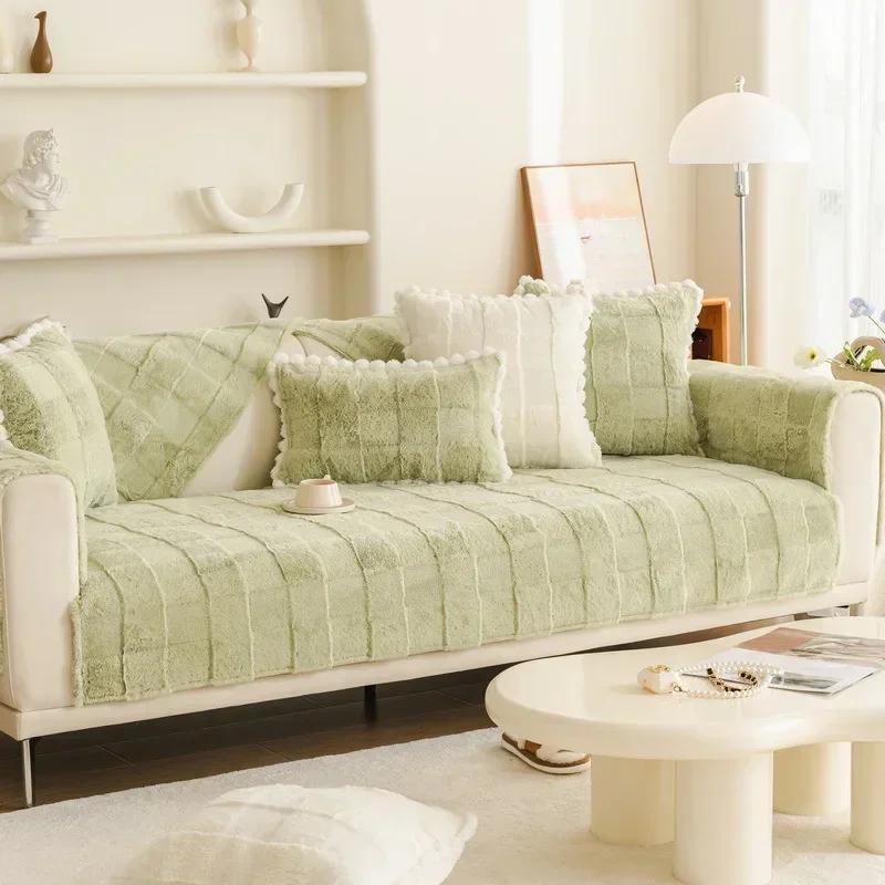 Thicken Plush Sofa Towel Universal Non-slip Sofa Mat Winter Warm Soft L Shaped Sofa Mat Couch Cushion Slipcovers for Living Room
