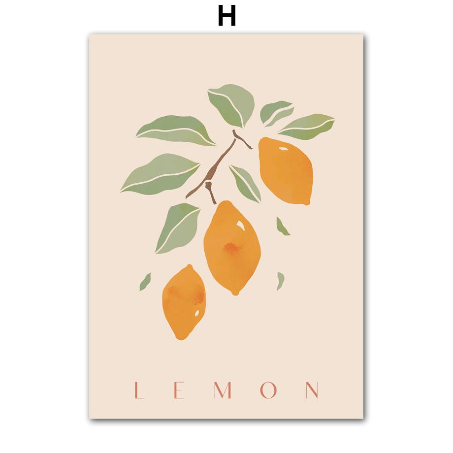 

Грейпфрут Малина Вишня Банан Лимон Плакаты и принты Холст Картина Скандинавские настенные художественные картины для декора кухни 21X30cm No Frame