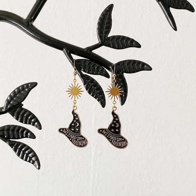 Magical Witch Wizard Hat Earrings - Witchcraft Style Jewelry
