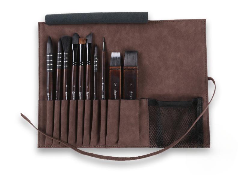 

Watercolor Paint Brush 10pcs Flannelette Pen Bag Set Grey Rat Hair Color Nylon Paintbrush Artist Art Travel Watercolor Creation