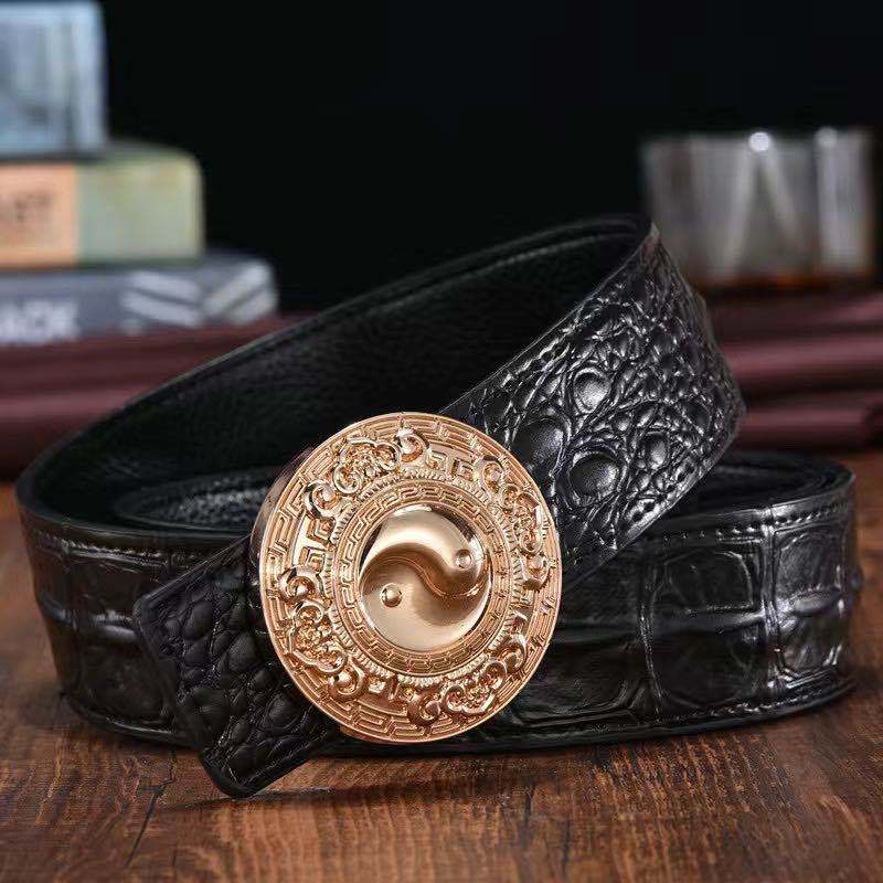 Men's Leather Belt Genuine Leather Belt Personality Faucet Alloy Smooth Buckle Belt Youth Casual Belt