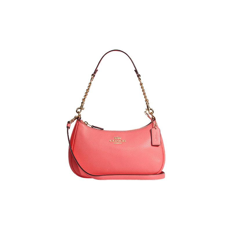 COACH Teri 24 pebbled leather zipper detachable shoulder strap hand crossbody bag shoulder bag medium women s pink розовый