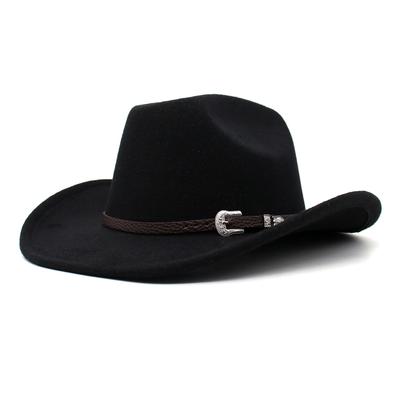 Zylinderhut Western Cowboyhut Jazzhut Retro Filzhut Gürtel Wollhut Herren- und Damen