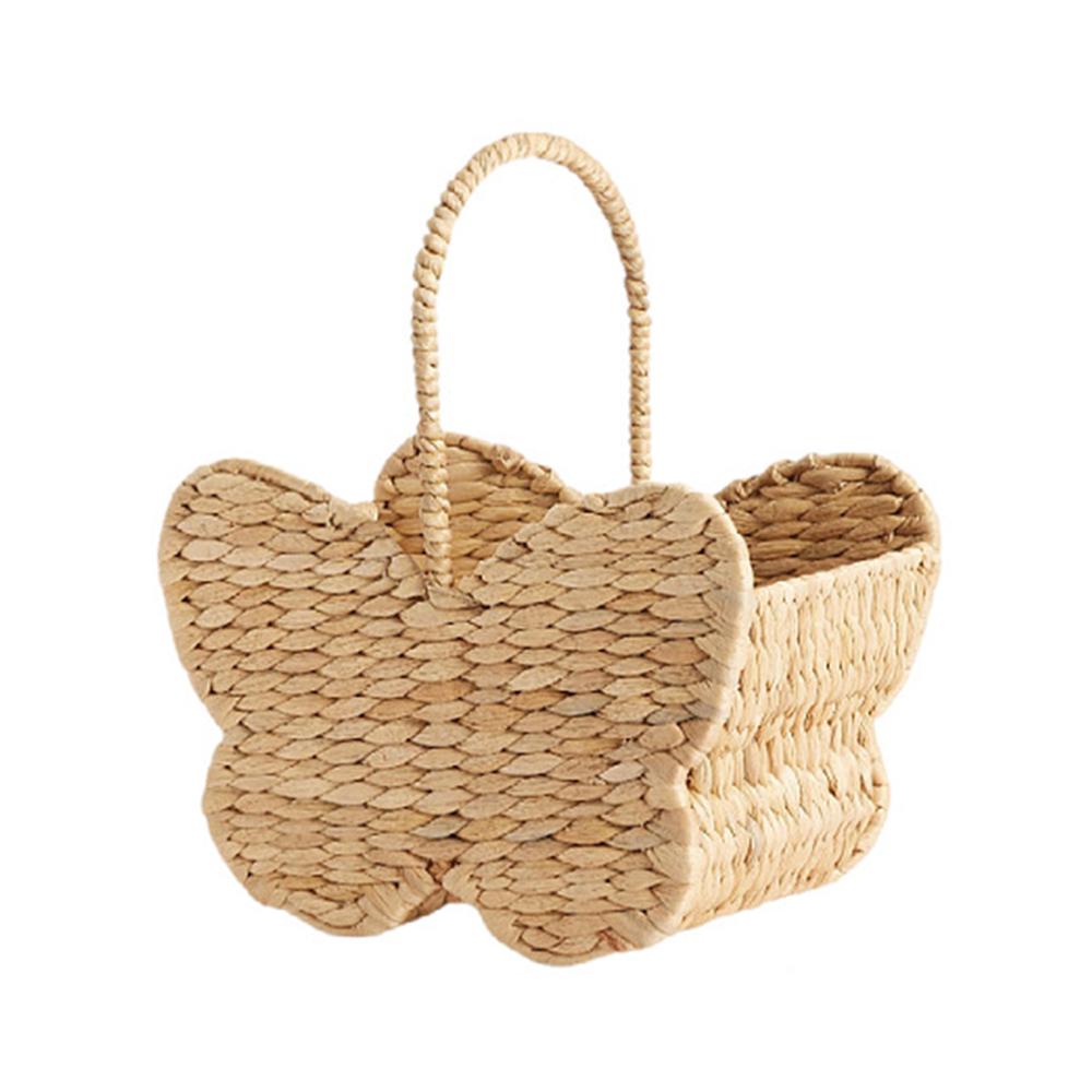 

Cute Car Straw Bags for Women Handbag Summer Butterfly Rattan Basket Bag Flower Picnic Storage Basket Handmade Wicker Woven Bag 30.5x17x35cm