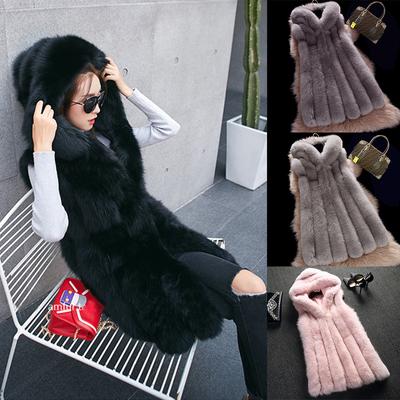 Women Hoodie Waistcoat Vest Coat Gilet Jacket Faux Fur Outwear Cardigan