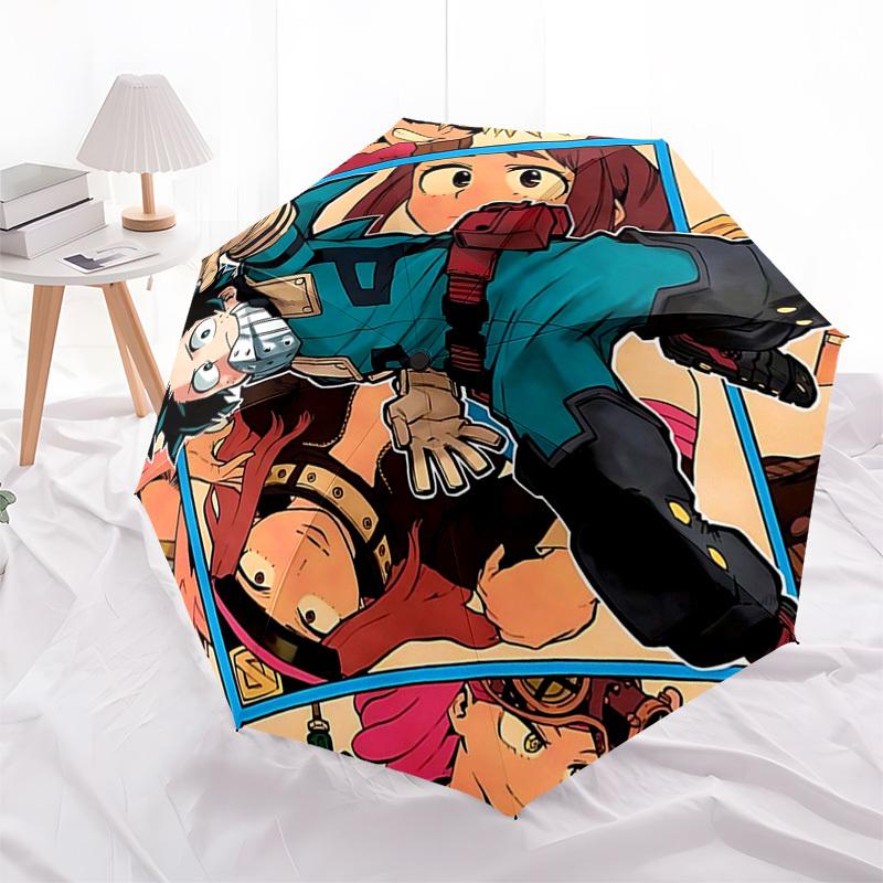 

1pc My Hero Academia Characters Auto Open Umbrella, Portable Tri-Fold Design, 8-Bone Iron Frame Outdoor Umbrella, Ideal Gift for Fans, Travelers, Dail