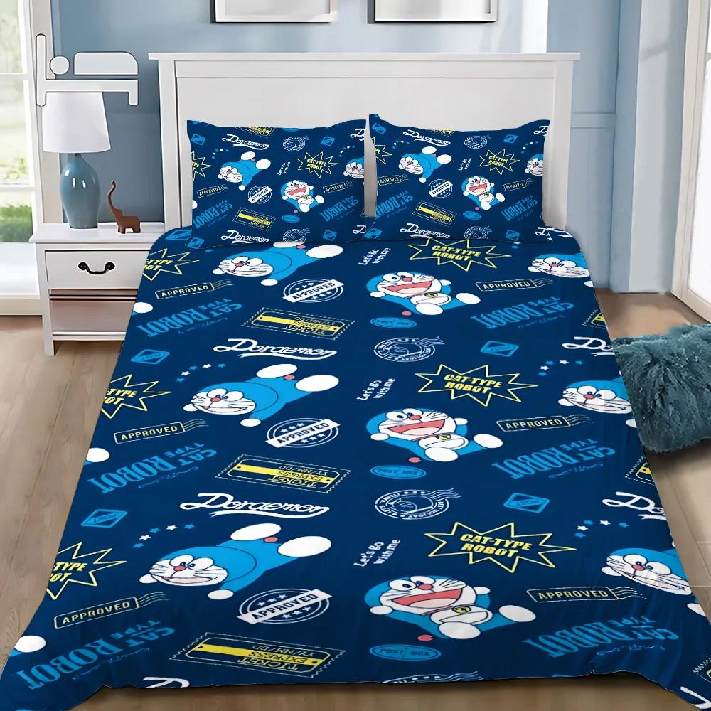 Carton D-Doraemons Soft Duvet Cover Pilowcase Children Beding Set Adult People Boy Girl Bedrom Decoration Gift Single Double Large Sized Dimensions