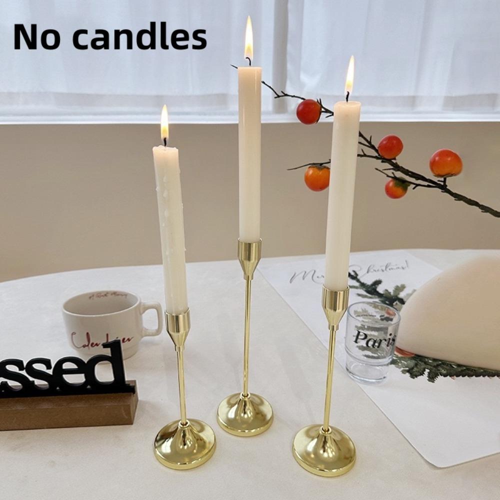 3Pcs/Set Minimalist Retro Style Tabletop Candle Holders Metal Exquisite Candlelight Dinner Props Home and Hotel Decoration
