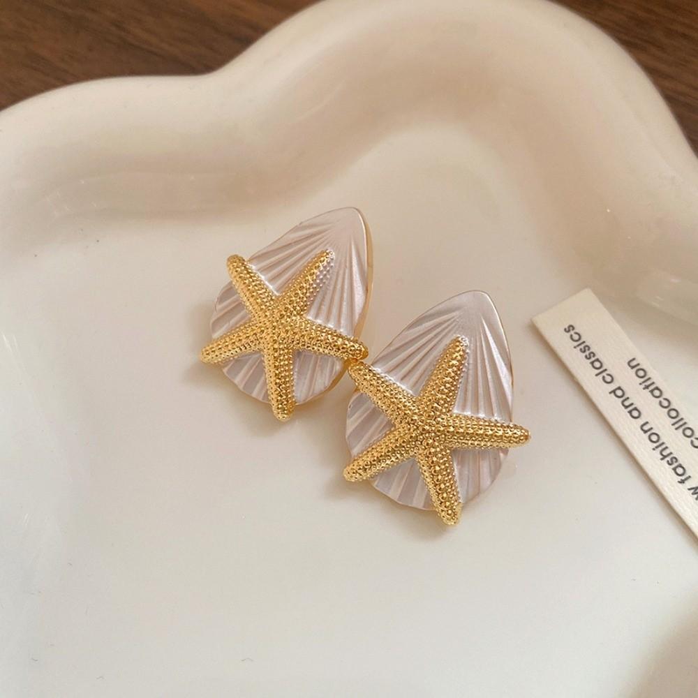 Personality Starfish Ear Studs Oil Drip Copper Star Dangle Earrings  Festival