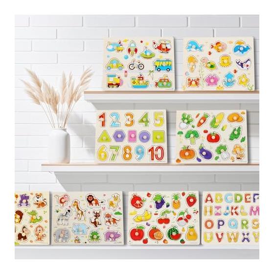 Wooden Puzzle, Shaped Puzzle, Ages 6+, Shape Matching, Shape Recognition, Color Recognition, Color Sense, Brain Training, Hand-Eye Coordination,