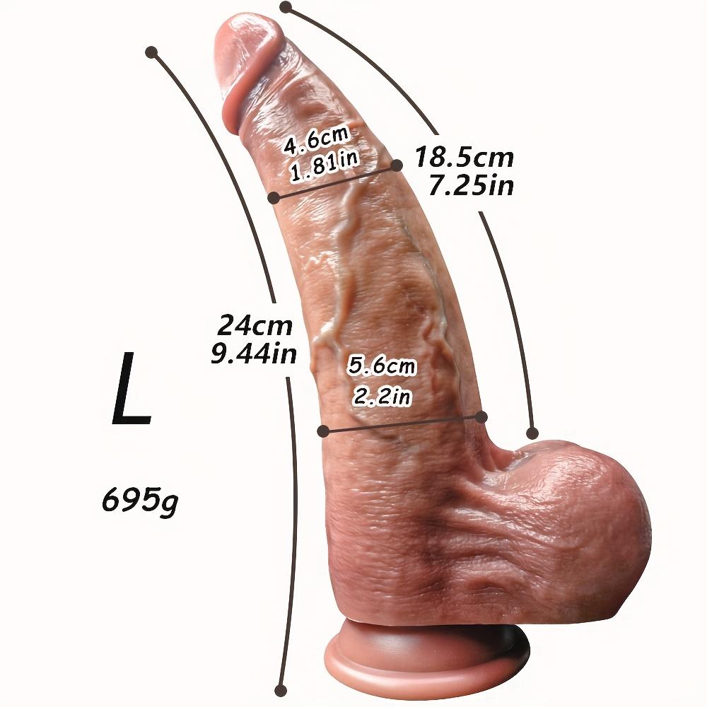 Dildo - 9.4" Realistic Liquid Silicone Dildo with Strong Suction Cup, Soft Dual-Layer Texture, Hands-Free Anal & Vaginal Toy for Men Women Couples