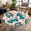 Easter Bunny Truck with Flowers & Carrots Print Round Rug, Living Room, Bedroom, Playroom Carpet, Non Slip Floor Mat, Gift