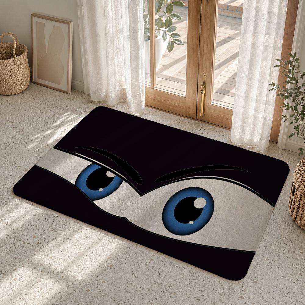 New Cartoon Big Eyes Floor Mat Flannel Rug Non Slip Absorbent Soft Washable For Entryway Hallway Bathroom Kitchen Decor