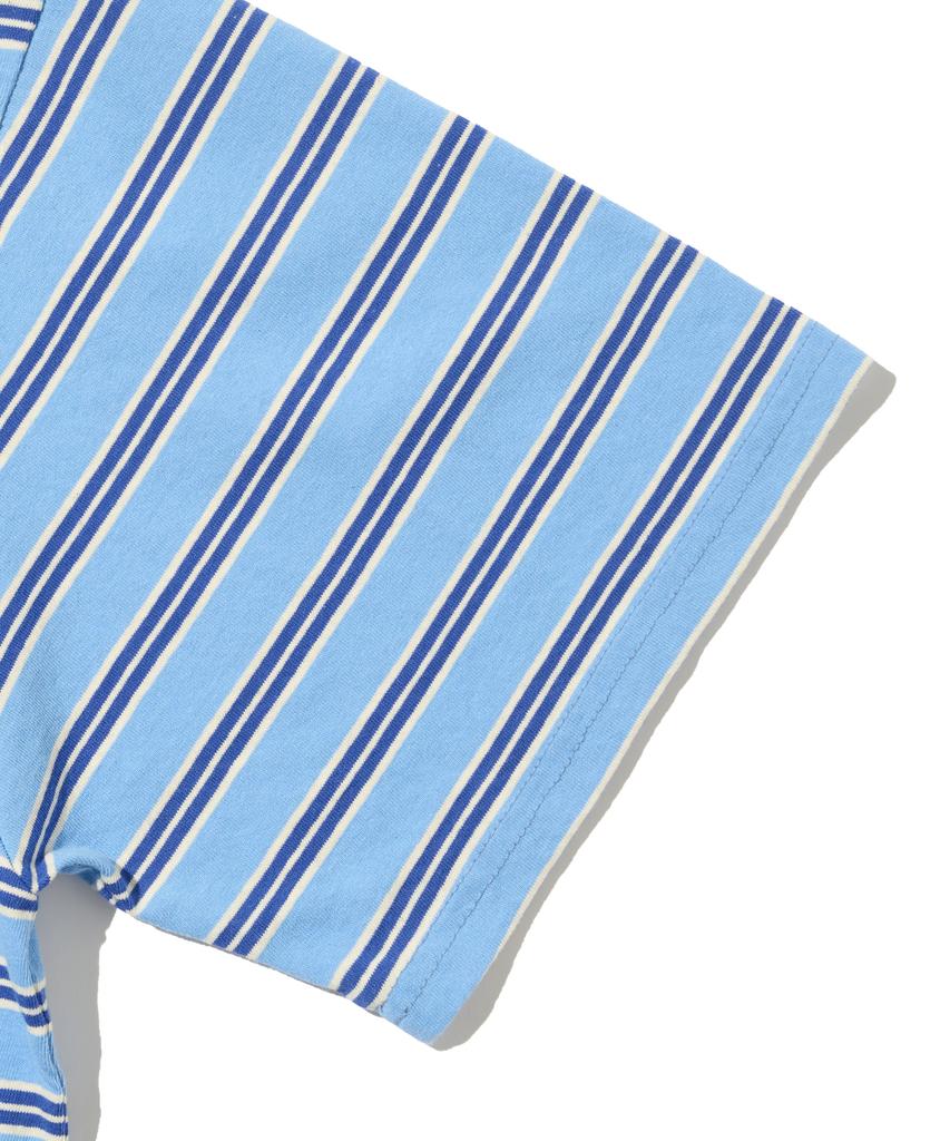 TAILOR STUDIO Classic Striped Short Sleeve T-Shirt (Blue)